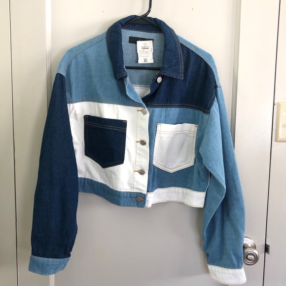 Denim patchwork cropped jacket - Picture 4 of 5